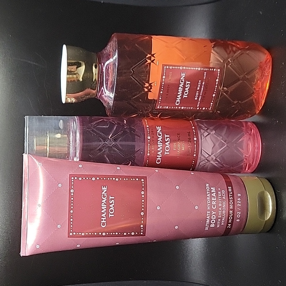 3pc Champagne Toast Shower Gel, Ultimate Hydration Body Cream & Mist